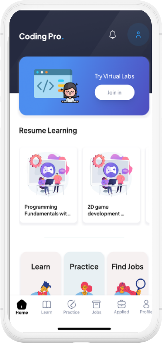 Student learning app phone screenshot