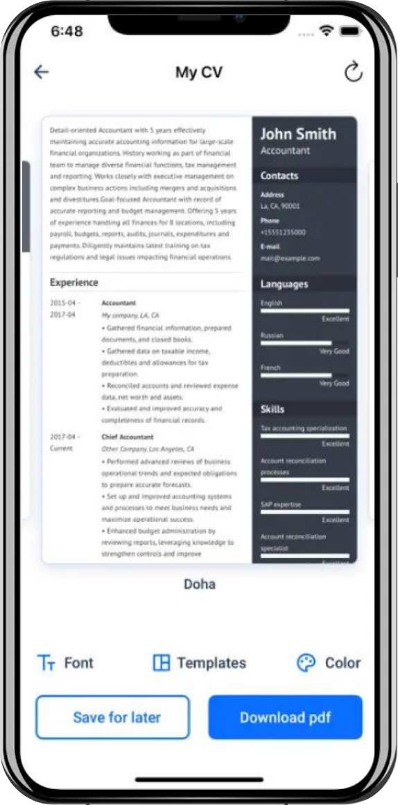 AI resume builder phone